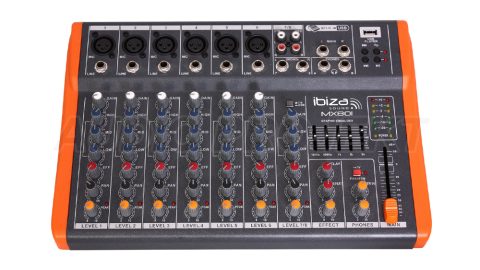 Analogna mikseta 8-kanalna IBIZA MX801 USB/+48V